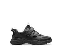 Clarks Feathershine 2v Black Kids Boys Shoes 8402-66F in a Plain Synthetic in Size 10