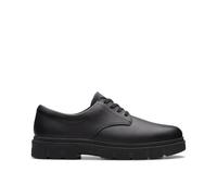 Clarks Boys Lorcam Loop Y Oxford Flat, Black Leather, 3 UK