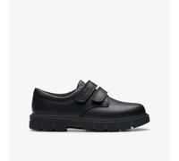 Clarks Boys Lorcam Loop K Black Leather Shoes - Size UK 1.5