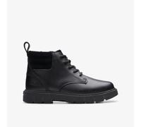 Clarks Boys Lorcam Trail Kid Black Leather Boots