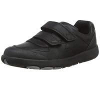 Clarks Boys Rex Pace Low-Top Sneakers, Black Leather, 2.5 UK Child