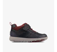 Clarks Boys Rex Park Kid Navy Leather Ankle Boots,High Tops,Riptape Leather