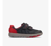 Clarks Boys Rex Play Kid Navy/Red Leather Riptape Leather Casual