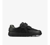 Clarks Rex Stride Kid Leather Shoes in Black Standard Fit Size 13
