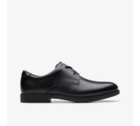 Clarks Boys Scala Loop Youth Black Leather School Shoes,Lace Up Leather School