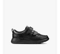 Clarks Boys Scape Flare Toddler Black Leather School Shoes,Riptape Leather