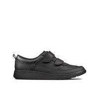 Clarks Boys Scape Flare Youth Black Leather Riptape,School Shoes Leather School