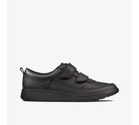 Clarks Boys Scape Flare Youth Black Leather School Shoes,Riptape Leather School