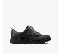 Clarks Boys Scape Sky Kid Black Leather Riptape,School Shoes Leather School