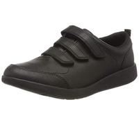 Clarks Boys Scape Sky Youth Black Leather Riptape,School Shoes Leather School