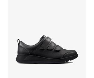 Clarks Boys Scape Sky Youth Black Leather Shoes