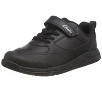 Clarks Boys Steggystride Sneaker, Black Leather, 1 UK