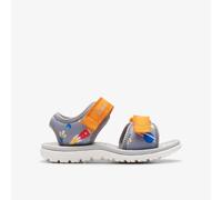 Clarks Boys Surfing Tide T Grey/Orange Sandals - Size UK 4