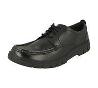 Clarks Branch Lace Youth Leather Shoes in Black Standard Fit Size