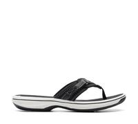 Clarks Womens Brinkley Sea Black Synthetic Flat Sandals,Flip Flops Synthetic