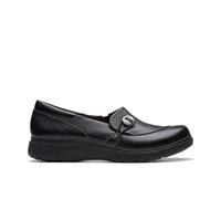 Clarks Certina Ease Black Leather Slip Ons Black 4-Wide Fit