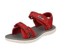 Clarks Childrens Casual Summer Sandals Surfing Tide K - Red Combi Textile - UK Size 7G - EU Size 24 - US Size 7.5W