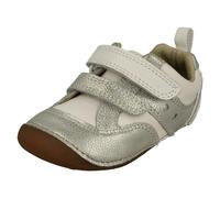 Clarks Childrens Clarks Casual Hook And Loop Strap Shoes Tiny Sky T - White Metallic - UK 5 Infant - F