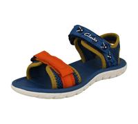 Clarks Childrens Clarks Pattern Detailed Adjustable Sandals Surfing Tide - Blue - UK 10.5 Child