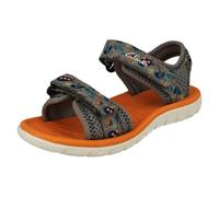 Clarks Childrens Clarks Pattern Detailed Adjustable Sandals Surfing Tide - Grey - UK 2.5 Child