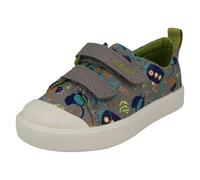 Clarks Childrens Clarks Pattern Detailed Light Weight Canvas Shoes City Bright - Grey Combi - UK 4 Infant - F