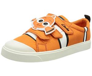 Clarks City Nemo K, boys Low-Top Sneakers, Orange canvas., 2 UK (34 EU)