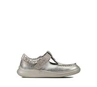 Clarks Cloud Rosa T, Girls’ Ballet Flats, Silver (Metallic Leather Metallic Leather), 7 Child UK (24 EU)