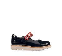 Clarks Crown Petal Toddler Waxy Leather Shoes in Navy Patent Wide Fit Size 8