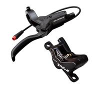 Clarks Cycle Systems Sync-4E E-Bike Front & Rear Hydraulic Disc Brake Set, Black, 180/160mm Rotors, with Motor Shut-Off Sensor, Including Fitting Bolts, Olives & International Standard Adapter Mounts