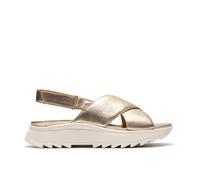 Clarks Dashlite Wish Gold Leather Flat Sandals Gold