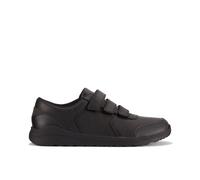 Clarks Daze Step 2 Youth Black Leather School Shoes, Riptape | Size: 10-Wide Fit Clarks Black 10-Wide Fit