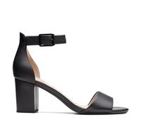 Clarks Deva Mae Leather Sandals In Black Wide Fit Size 7