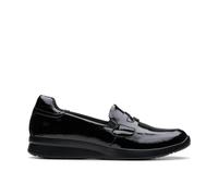 Clarks Ellowyn Penny Black Crinkle Patent Loafers Black