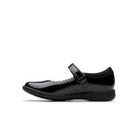 Clarks Girls Etch Pure Kid Black Patent Mary Jane,Riptape,School Shoes
