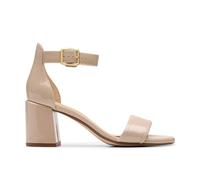 Clarks Ezoria Mae Sand Patent Heeled Sandals In Beige Beige 4.5-Standard Fit