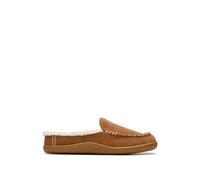 Clarks female Suede Faux Fur Lined Mule Slippers - 6 - Tan, Grey,Tan