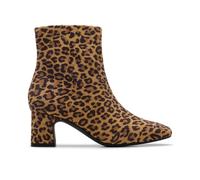 Fernie Zip Leopard Suede Ankle Boots Clarks Brown 8-Standard Fit