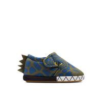 Clarks Fluffy Snug Toddler Khaki Combination Slippers, Riptape in Green | Size: 4-Standard Fit Clarks Green 4-Standard Fit