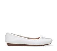 Clarks Women's Freckle Ice Ballet Flats, White Leather, 8 UK