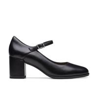Clarks Freva 55 Strap Black Leather Heels Black 4.5-Standard Fit