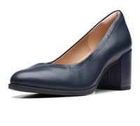 CLARKS Freva55 Court Leather Shoes in Navy Wide Fit, Blue, 7 UK Wide