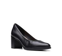 Clarks Women's Freva55 Court Pump, Black Leather, 6 UK