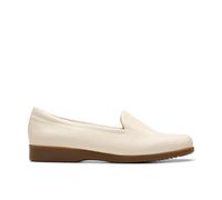 Clarks Georgia Cream Leather Slip Ons In White White 8-Extra Wide Fit