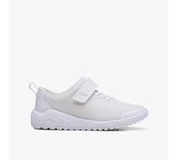 Clarks Girls Aeon Pace Kid White Trainers Textile Sports
