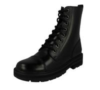 Clarks Girls Biker Style Ankle Boots Prague Cap - Black Leather - UK Size 4G - EU Size 37 - US Size 4.5W