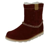 Clarks Girls Clarks Casual Warmlined Boots Crown Piper - Dark Red - UK 5.5 Infant - G