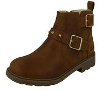 Clarks Girls Clarks Zip Fastened Ankle Boots With Studded Strap Astrol Trim K - Tan - UK 2.5 Child