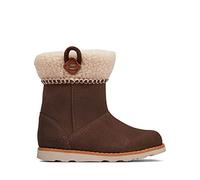Clarks Girl's Crown Loop T Snow Boot, Walnut Suede, 7 UK Child
