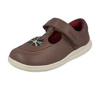 Clarks Girls Embroided Detailed T-Bar Shoes Crest Prom K - Dusty Pink Leather - UK Size 8G - EU Size 25.5 - US Size 8.5W