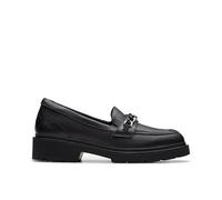 Clarks Girls Eris Edge Youth Black Leather Loafers,Slip Ons,School Shoes
